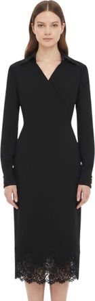 Alberta Ferretti Black V Neck Midi Dress