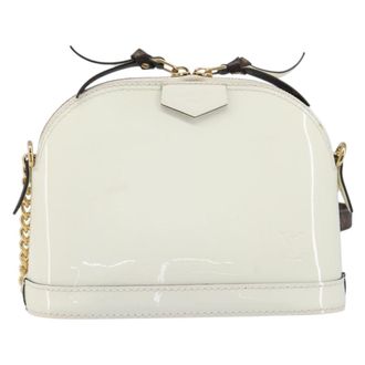 Louis Vuitton Alma Chain Vernis With Monogram Canvas White Patent_Leather Handbag (Pre-Owned)
