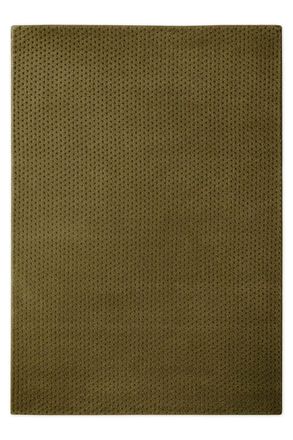 Wecon Home Alfombra de lana con relieve verde oliva oscuro 200x300