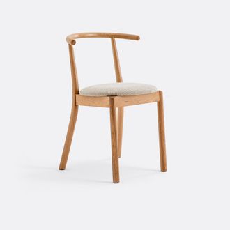 La Redoute Interieurs Massief eiken stoel, stoffen zitting, NIKOLE