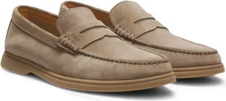 BOSS Suede loafers with logo penny trim