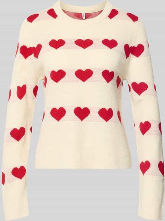 Only Regular Fit Pullover mit Allover-Muster Modell ELYNA in Ecru, Gr&ouml;&szlig;e XL