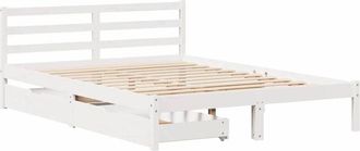 vidaXL Bed Frame without Mattress White 140x190 cm Solid Wood Pine Vidaxl