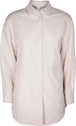 Duno Overhemden, Dames, Beige, S, Polyester, Lichtgewicht zijden overhemdjasje