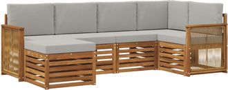 vidaXL Conjunto De Sof&aacute;s De Exterior 5 Uds. Natural Y Gris Claro Vidaxl