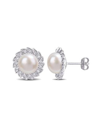 Rina Limor Silver 0.30 ct. tw. Pearl Earrings