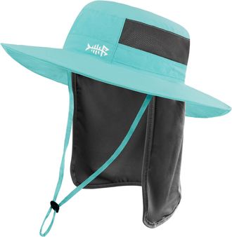 Bassdash UPF 50+ Sun Fishing Hat Water Resistant with Detachable Neck Flap Turquoise