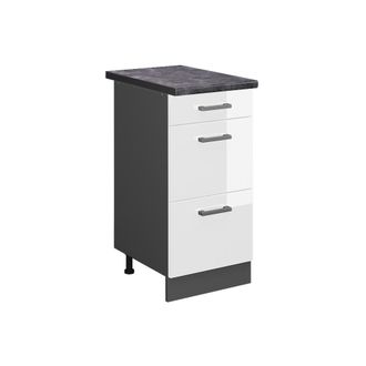 Vicco Mueble Bajo De Cocina R-line, Blanco Alto Brillo, 40 Cm Con Cajones, Et Antracita Vicco