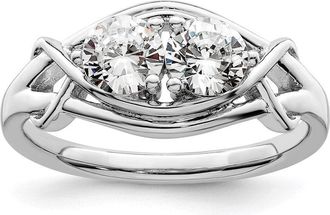 Diamond2Deal Sterling Silver Rhodium-plated Cubic Zirconia Ring