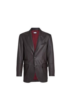 Brunello Cucinelli Calfskin blazer in Chocolate at Nordstrom, Size Xx-Large Eu
