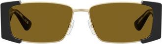 Moschino 57mm Rectangular Sunglasses in Black Gold/Brown at Nordstrom