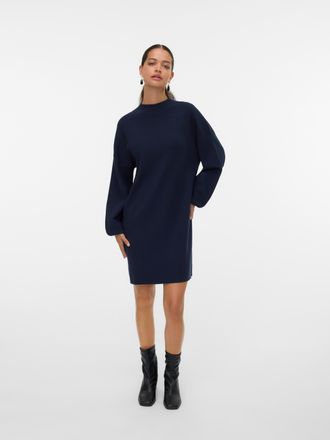 Vero Moda Strickkleid VERO MODA VMNANCY LS FUNNELNECK DRESS GA NOOS, Damen, Gr. XS, N-Gr, blau (navy blazer), Feinstrick, Obermaterial: 52% Viskose, 28% Polyest