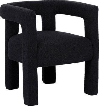 Vente-Unique Silla con reposabrazos de tela boucl&eacute; y metal - Negro - SOFANA de Pascal MORABITO