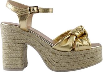 Gaimo Espadrilles Gouden Laminaat Sandalen - Dames - Sandalen met hakken - Geel - 38 EU - Schoenen