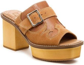 Kelsi Dagger Gerri Block Heel Platform Slide Sandal in Cookie Dough at Nordstrom, Size 6.5