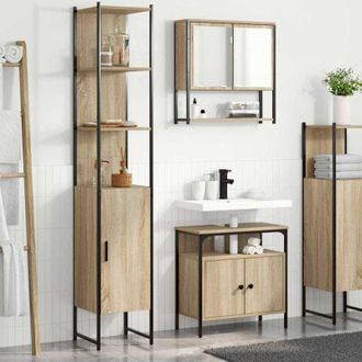 vidaXL Vidaxl - Set di mobili per il bagno con lo scaffale 3 pcs rovere sonoma