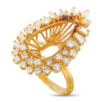 Luxury Bazaar 18K Yellow Gold 1.90ct Diamond Pear-Shape Mounting Ring MF07-082026
