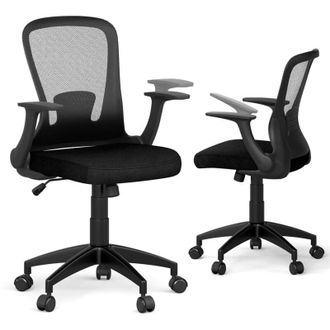Costway Sedia da Ufficio Ergonomica in Rete, Regolabile in Altezza e Schienale Regolabile, Braccioli Ribaltabili e Supporto Lombare, Sedia Girevole