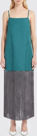 Alaia Abito midi in popeline di cotone con frange