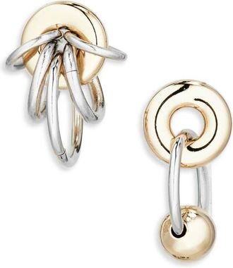Justine Clenquet Ava Mistmatched Frontal Hoop Earrings in Gold N Palladium at Nordstrom