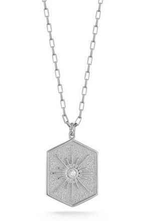 Sphera Milano Cubic Zirconia Starburst Medallion Pendant Necklace in Silver at Nordstrom Rack