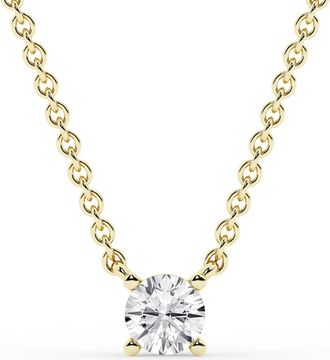 Grown Brilliance 1/4 Carat Round Lab Grown Diamond Necklace in 10K Yellow Gold, 18 Cable Chain, Lobster Clasp, G Color, SI Clarity