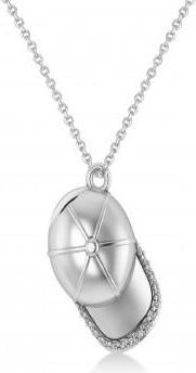 Allurez Diamond Baseball Cap Mens Pendant Necklace 14K White Gold (0.17 ct)