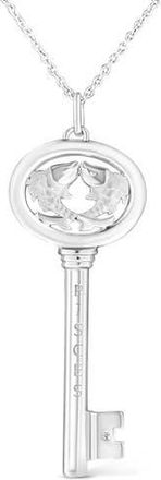 House of Brilliance 925 Sterling Silver Diamond Accent Zodiac Key 18 Pendant Necklace in Pisces at Nordstrom