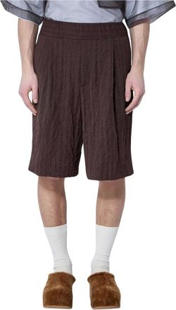 Dries Van Noten Casual Shorts, male, Brown, Size: L Crinkle Weave Shorts