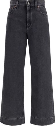 Chlo&eacute; Womens Jeans High-Waisted Cropped Asphalt Black Cotton