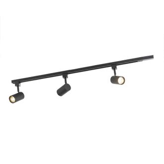 QAZQA Moderno Sistema De Riel Inteligente Negro Con 3 Gu10 Wifi Monof&aacute;sico - Jeana Acero Alargada Adecuado Para Led Max. 3 X 5 Watt - Qazqa