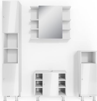 Vicco Conjunto De Muebles De Ba&ntilde;o Fynn, Blanco Alto Brillo, 4 Piezas