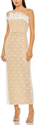 Mac Duggal Floral Embellished Mesh Gown with Blouson Bodice and Fitted Skirt in Ivory Nude at Nordstrom, Size 14