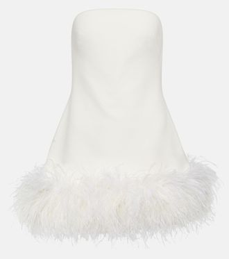 SAFiYAA Feather-trimmed crêpe mini dress
