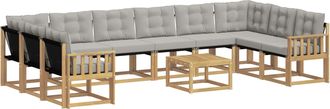 vidaXL Conjunto De Sof&aacute;s De Exterior 11 Uds. Blanco Y Gris Claro Vidaxl