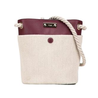 Chlo&eacute; Pre-owned Bucket Bags, female, Beige, Size: ONE SIZE Pre-owned KEY Leather Linen Bucket Bag