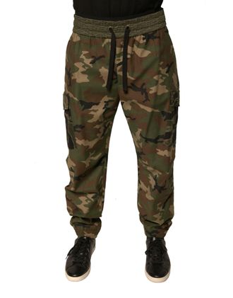 Dolce & Gabbana Mens Multicolor Camouflage Cargo Sweatpants Pants Cotton Elastane