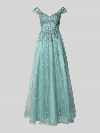 Unique Corsagenkleid mit Stitchings und Pailletten in Gruen, Gr&ouml;&szlig;e 32