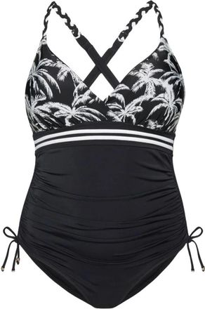 Fiorella Rubino Tropical Print Badpak uit &eacute;&eacute;n stuk - Dames - Badpakken - Zwart - XL - Polyester - Badmode