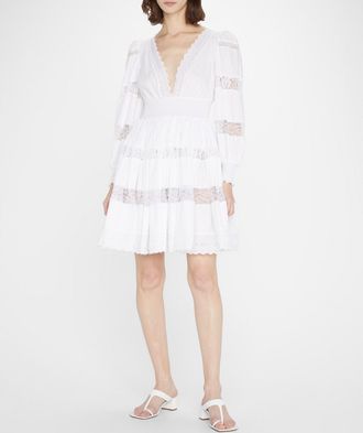 Dolce & Gabbana Lace Panel Smocked Fit-&-Flare Dress
