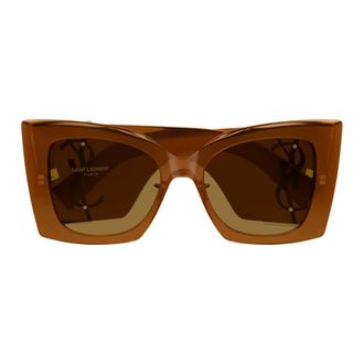 Saint Laurent Sunglasses, female, Brown, Size: 54 MM Blaze Crystal Sunglasses