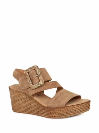 Gabor Womens Suede Platform Wedge Sandals In Brown