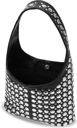 Generic Studded Shoulder Bag Punk Style Y2K Purse PU Leather Handbag for Women (Black)