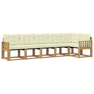 vidaXL Conjunto De Sof&aacute;s De Exterior Con Coj&iacute;n 6 Pcs Blanco Y Crema Vidaxl