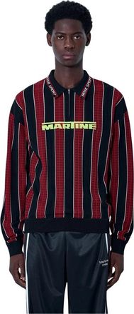 Martine Rose Gestreepte Polo Sweater - Heren - Sweatshirts - Rood - XL - Polyester - Hoodies & sweatvesten