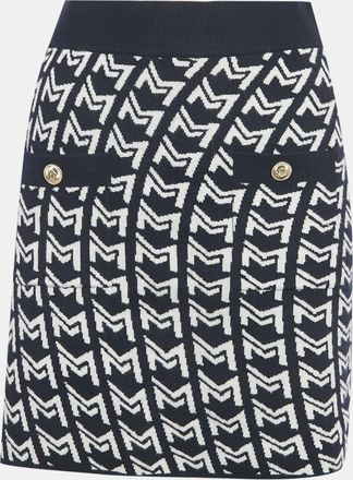 Maje Blue Monogram Jacquard Knit Mini Skirt