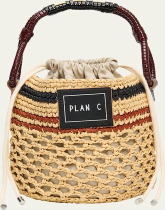 Plan C Woven Raffia Bucket Bag