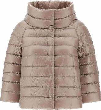 Herno Sofia Mini Cape - Dames - Gewatteerde jassen - Grijs - XS - Katoen - Jassen