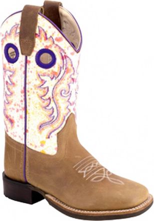 Old West Boots Womens Cushion Comfort Square Toe Splatter Top Boot In Light Tab/white
