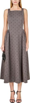 endless rose Polka Dot Square Neck Dress in Grey at Nordstrom, Size X-Small